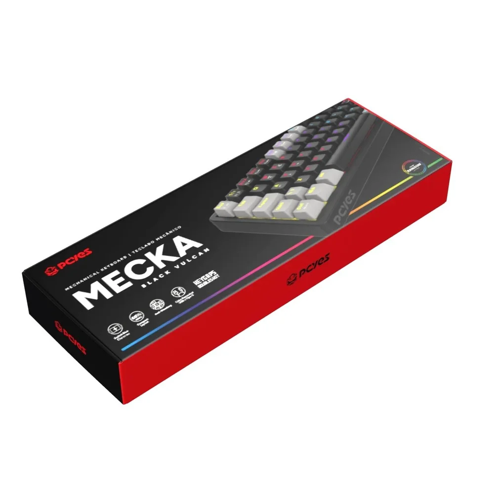 Imagem 2 de 5 do produto Teclado Mecânico 65% PCyes Mecka Black Vulcan - Switch Blue - LED Rainbow - Tpmkbvbl