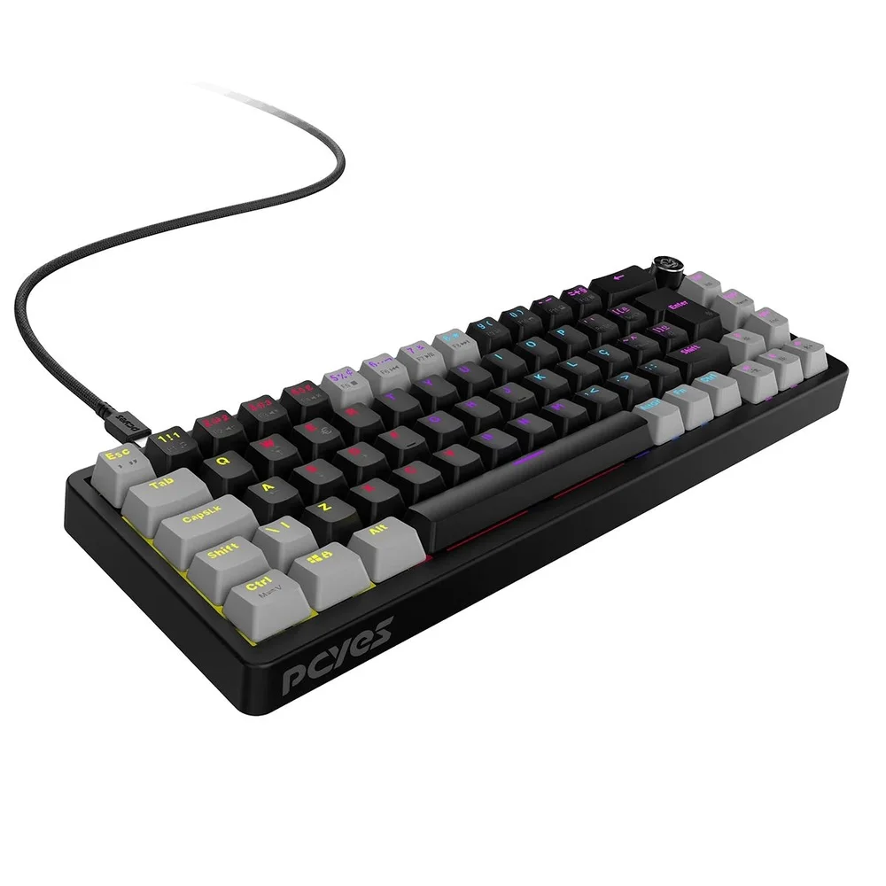 Imagem 4 de 5 do produto Teclado Mecânico 65% PCyes Mecka Black Vulcan - Switch Blue - LED Rainbow - Tpmkbvbl