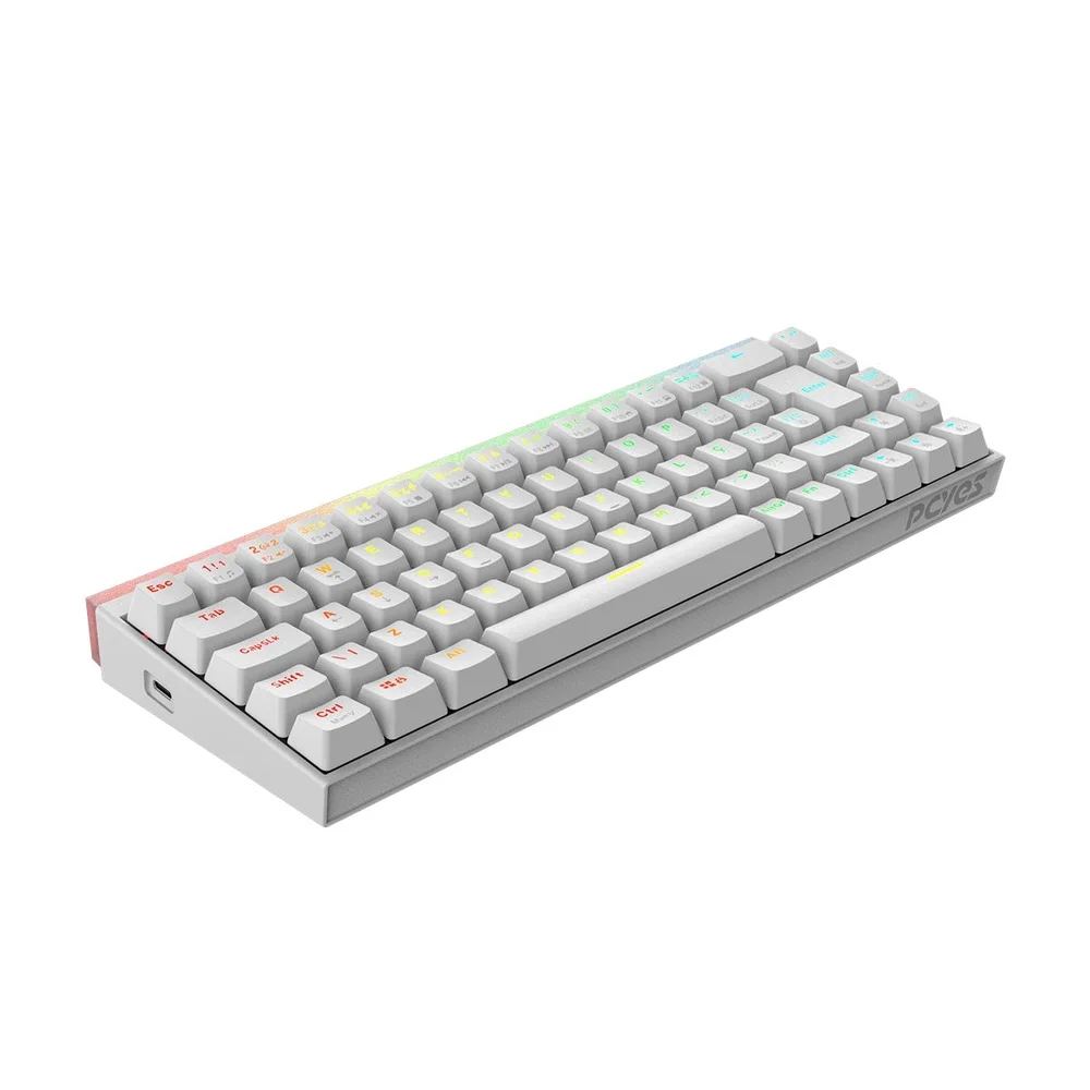 Imagem 4 de 5 do produto Teclado Mecânico 60% PCyes Shiyan White Ghost RGB - Switch Blue - Tpshwgbl