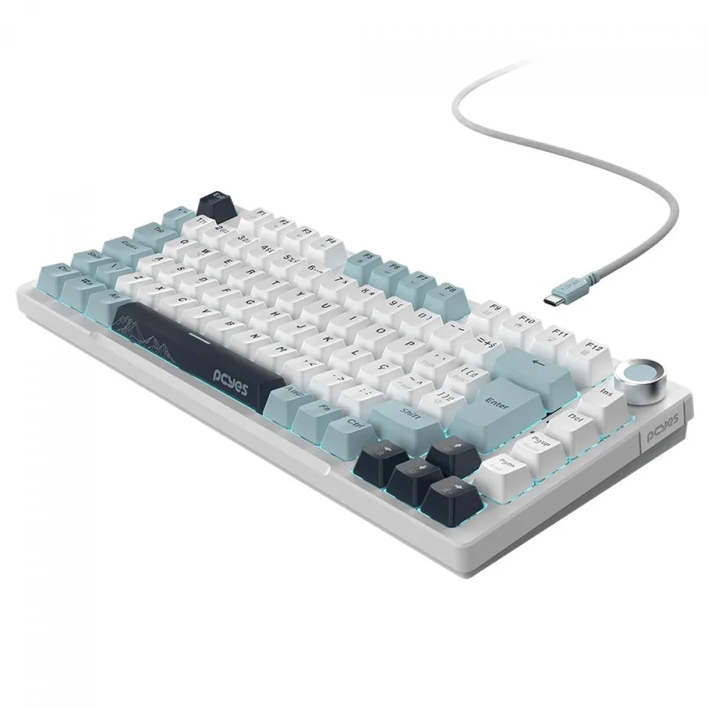 Imagem 5 de 5 do produto Teclado Mecânico Gamer PCyes Arkeum Summit Edition, 75%, Switch Red, Abnt2, Branco E Azul, Aksm75rbr