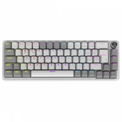 Teclado Mecânico Gamer PCyes Mecka White Ghost, 65%, Switch Outemu Blue, Rainbow, Abnt2, Branco, Tpmkwgbl