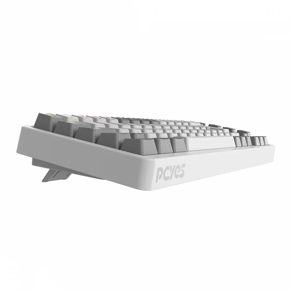 Imagem 3 de 5 do produto Teclado Mecânico Gamer PCyes Mecka White Ghost, 65%, Switch Outemu Blue, Rainbow, Abnt2, Branco, Tpmkwgbl