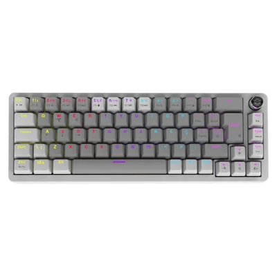 Teclado Mecânico 65% PCyes Mecka White Ghost - Switch Red - LED Rainbow - Tpmkwgrd