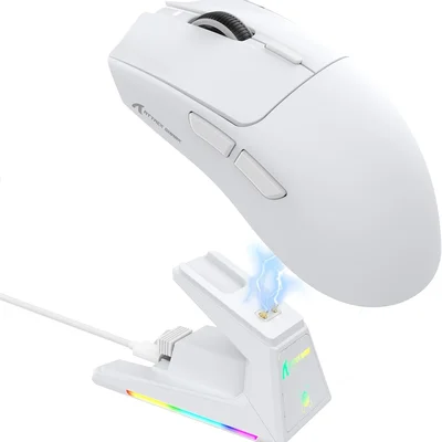 Mouse Gamer Attack Shark X1 Wireless 40.000 Dpi Paw3395 Pro Com Dock RGB, Branco