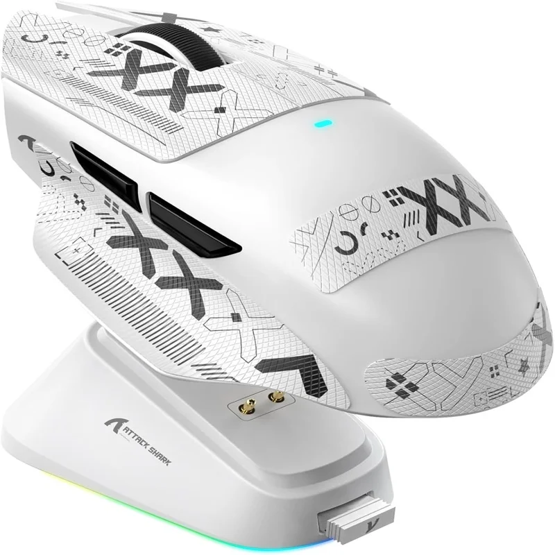 Mouse Gamer Attack Shark V6 Tri-mode Sem Fio 26.000 Dpi Com Dock Magnético RGB, Branco Mouse Gamer Attack Shark V6 Tri-mode Sem Fio 26.000 Dpi Com Dock Magnético RGB, Branco