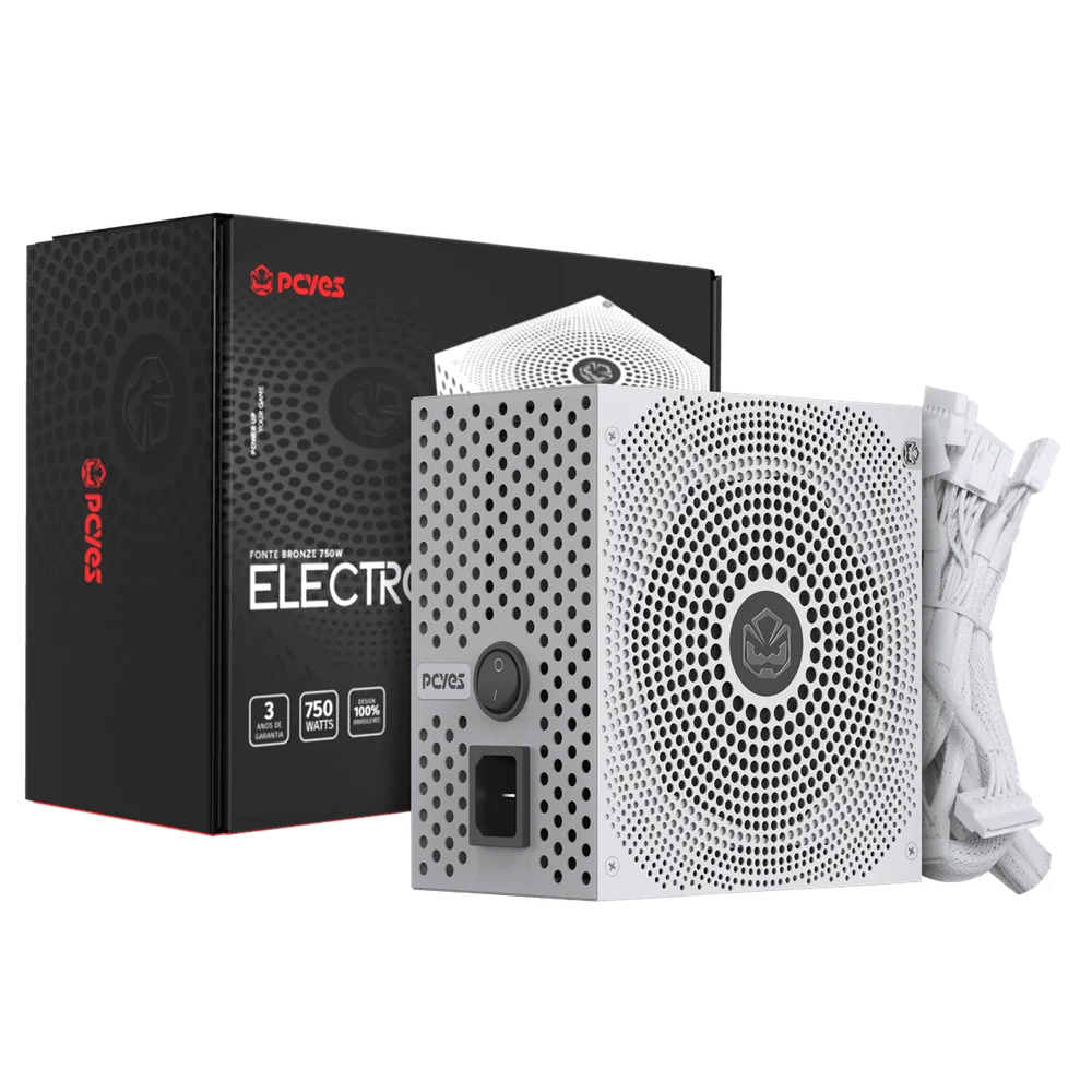 Fonte Gamer PCyes Electro V2 750w White Ghost 80 Plus Bronze - Elecv2wg750w