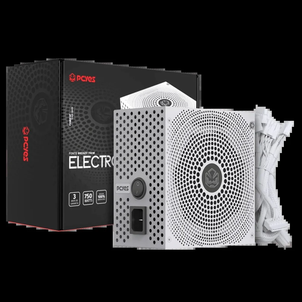Imagem 2 de 5 do produto Fonte Gamer PCyes Electro V2 750w White Ghost 80 Plus Bronze - Elecv2wg750w