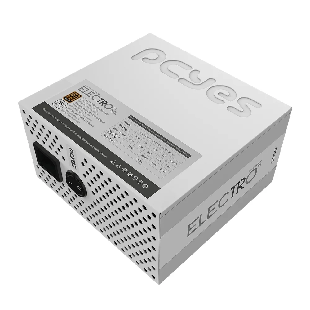 Imagem 5 de 5 do produto Fonte Gamer PCyes Electro V2 750w White Ghost 80 Plus Bronze - Elecv2wg750w