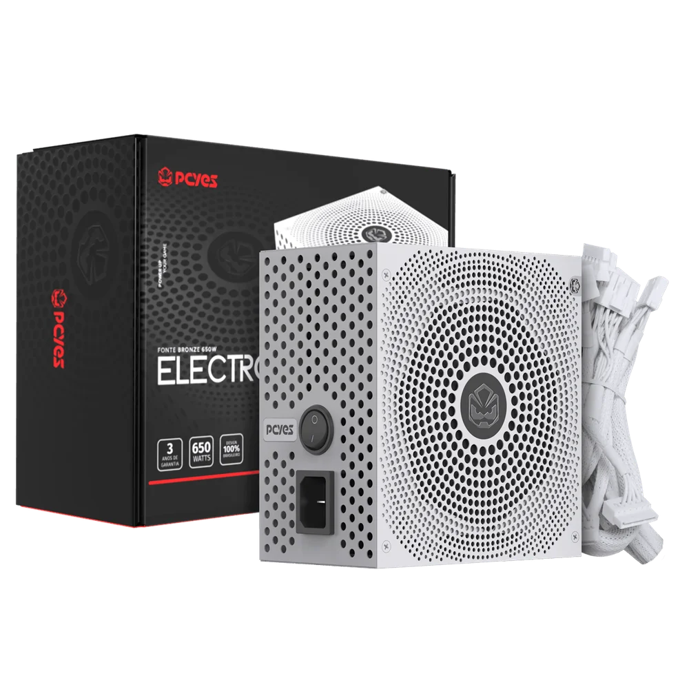 Fonte Gamer PCyes Electro V2 650w White Ghost 80 Plus Bronze - Elecv2wg650w