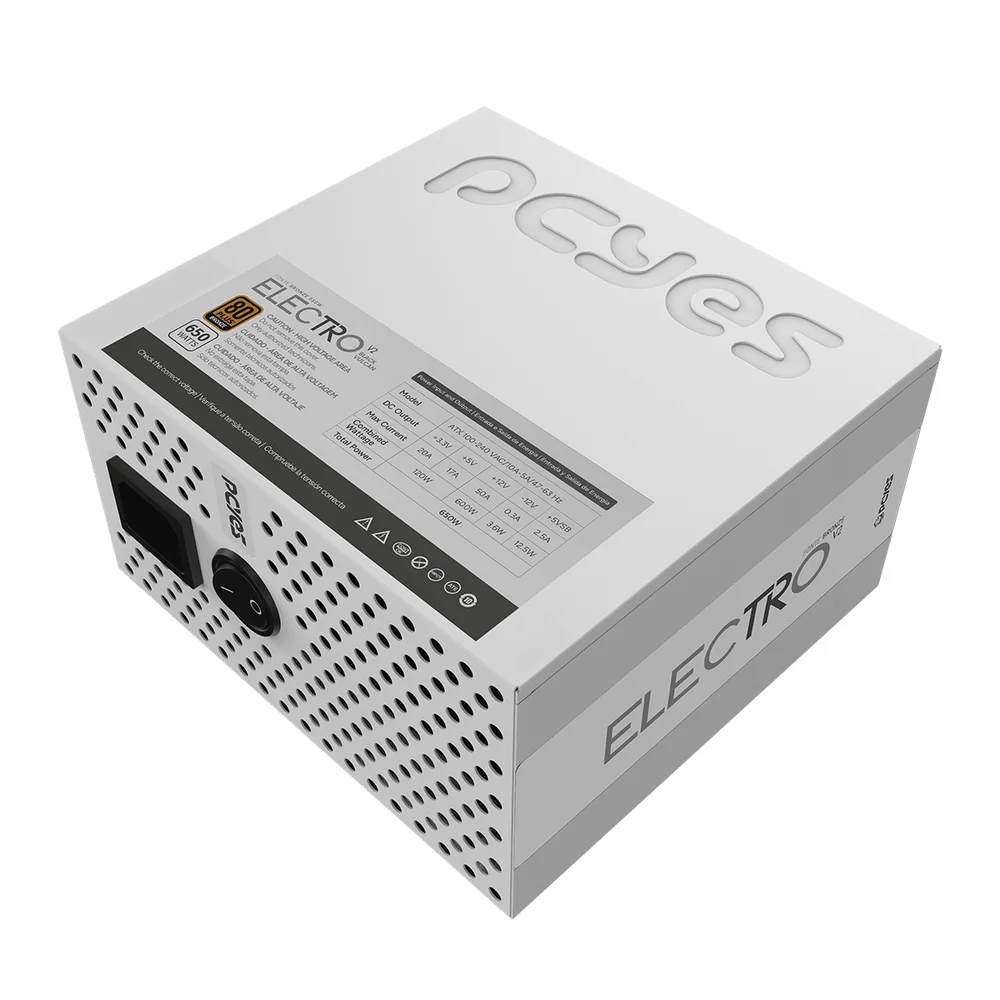 Imagem 3 de 5 do produto Fonte Gamer PCyes Electro V2 650w White Ghost 80 Plus Bronze - Elecv2wg650w