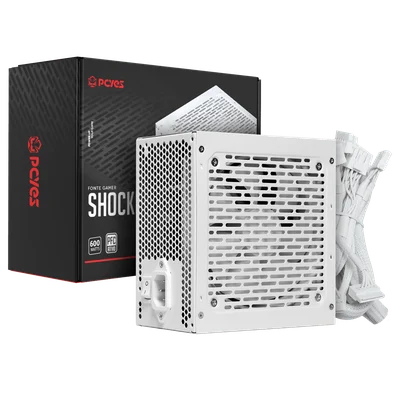 Fonte Gamer PCyes Shocker 600w White Ghost 80 Plus Standard - Pf600shwg