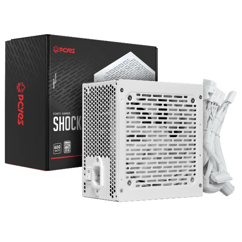 Imagem 5 de 5 do produto Fonte Gamer PCyes Shocker 600w White Ghost 80 Plus Standard - Pf600shwg