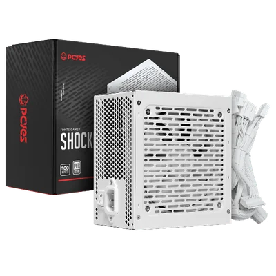 Fonte Gamer PCyes Shocker 500w White Ghost 80 Plus Standard - Pf500shwg
