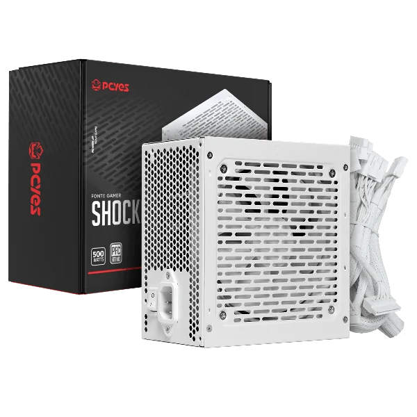 Fonte Gamer PCyes Shocker 500w White Ghost 80 Plus Standard - Pf500shwg