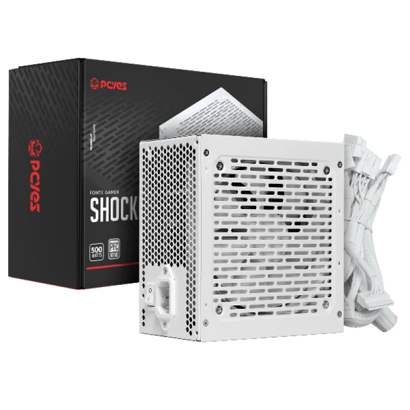 Fonte Gamer PCyes Shocker 500w White Ghost 80 Plus Standard - Pf500shwg