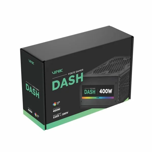 Imagem 2 de 5 do produto Fonte Gamer Dash 400w Preto Com Fan LED RGB - Vfg400wpr