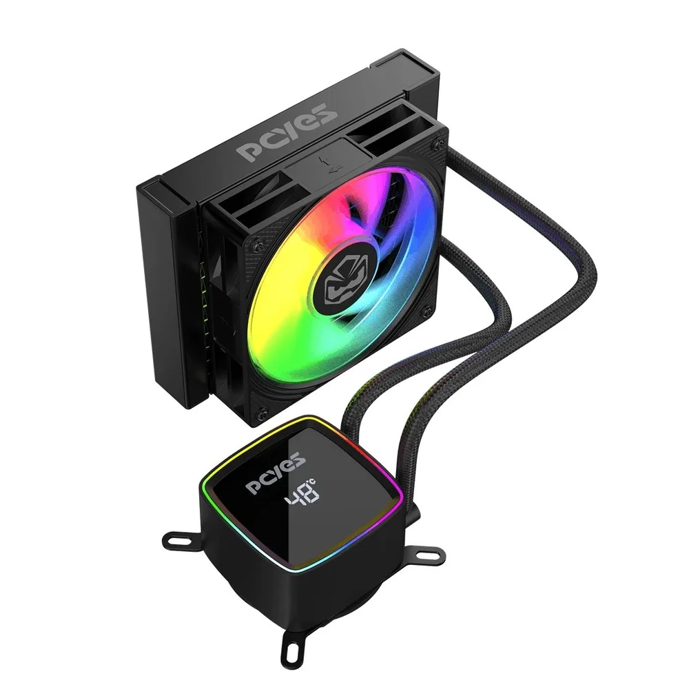 Imagem 2 de 5 do produto Water Cooler PCyes Duley 120mm Black Vulcan ARGB 120mm Com Display - Tdp 200w