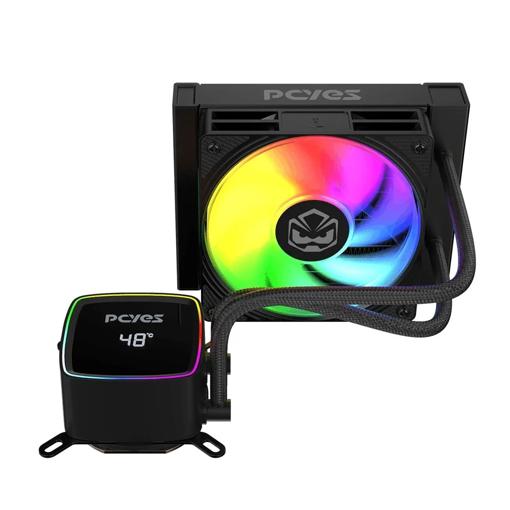 Imagem 4 de 5 do produto Water Cooler PCyes Duley 120mm Black Vulcan ARGB 120mm Com Display - Tdp 200w