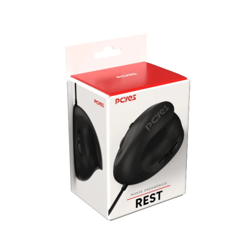 Imagem 3 de 5 do produto Mouse Ergonomico PCyes Rest 2400dpi Silent Click Cabo 1,8m - Mrsc01