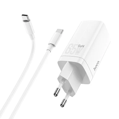 Carregador Rápido Hoco 65w Gan (inclui Cabo Tipo-c Para Tipo-c 100w 1, Metro) Suporta 45w, 30w, 25w, 20w, Power Delivery Pd 3.0, Quick Charge Qc 4+