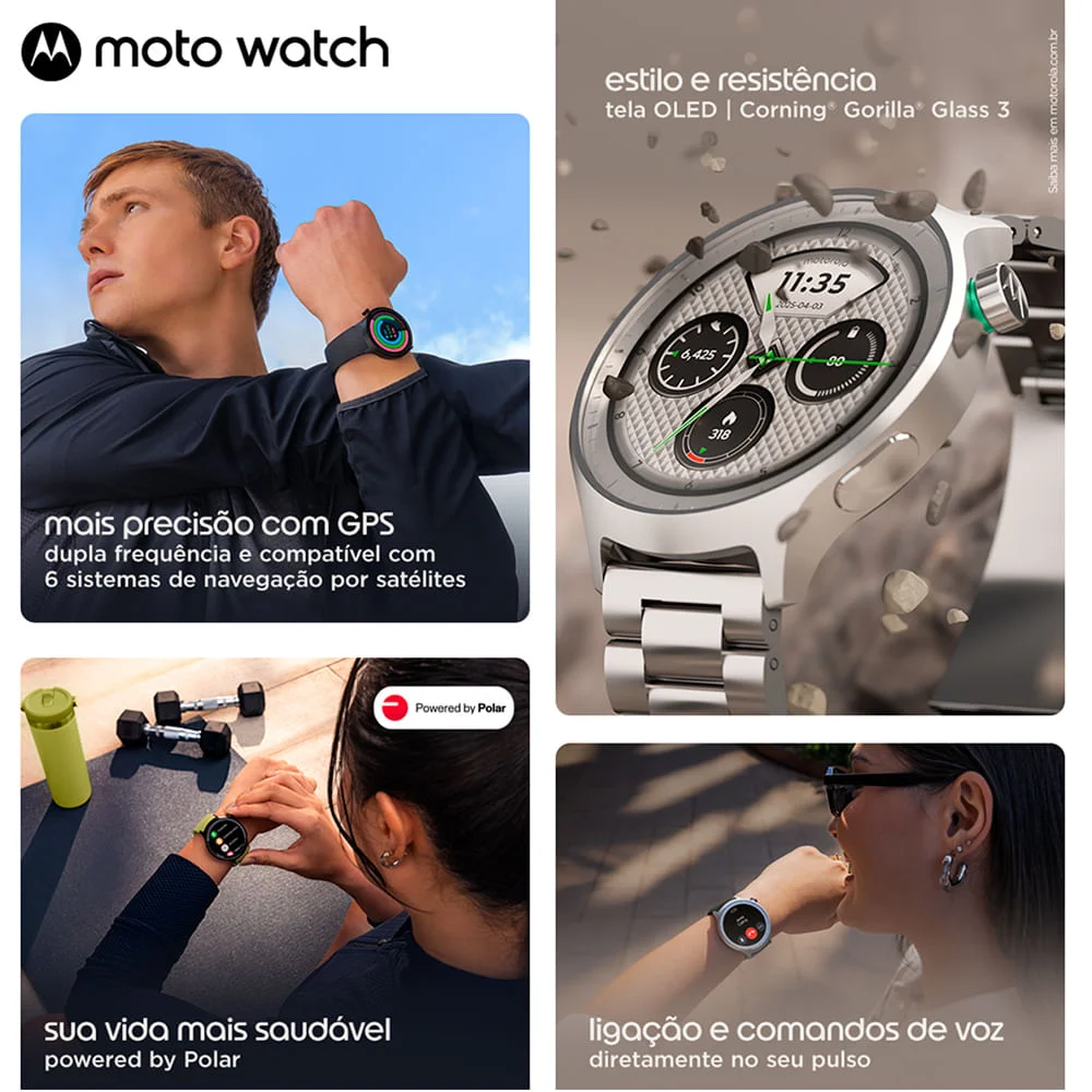 Smartwatch Moto Watch Preto Powered By Polar, Display OLED 1.4” 47mm, Resistência À Água, Gps E... 7