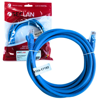 Cabo De Rede 2,5m Cat6 24awg 568b Azul Anatel Gigabit Seclan