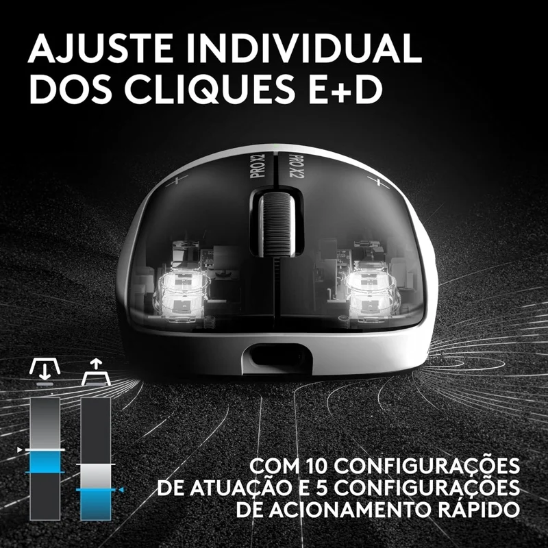 Mouse Gamer Sem Fio Logitech G Pro X2 Superstrike Lightspeed, 61g, 8k, Sensor Hero 2 44.000 Dpi