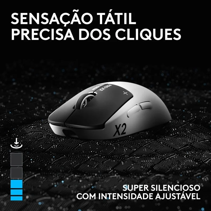 Mouse Gamer Sem Fio Logitech G Pro X2 Superstrike Lightspeed, 61g, 8k, Sensor Hero 2 44.000 Dpi