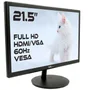 Monitor LED Vxpro Vx215x 21,5", Full Hd 1920×1080, HDMI, Vga E Vesa, Bivolt - Preto