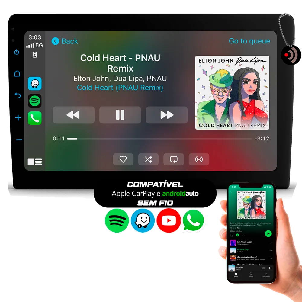 Imagem 2 de 5 do produto Central Multimídia Mp5 9 Polegadas Rs9200br Es Pro Line Carplay Sem Fio Android Auto Bluetooth Usb Wi-fi Espelhamento Celular
