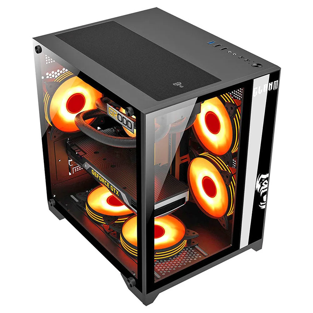Gabinete Clanm Grodd Preto mATX/mini-ITX VGA 320mm Cooler 160mm 1HD 3SSD ATX