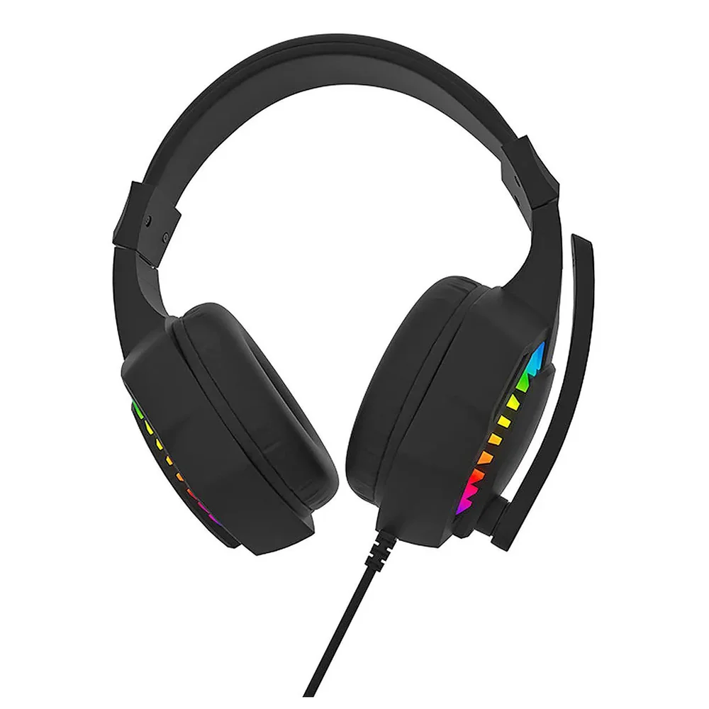 Headset Gamer Cor Preta Night Seek Clanm LED Rainbow Preto Microfone 50hz~10khz