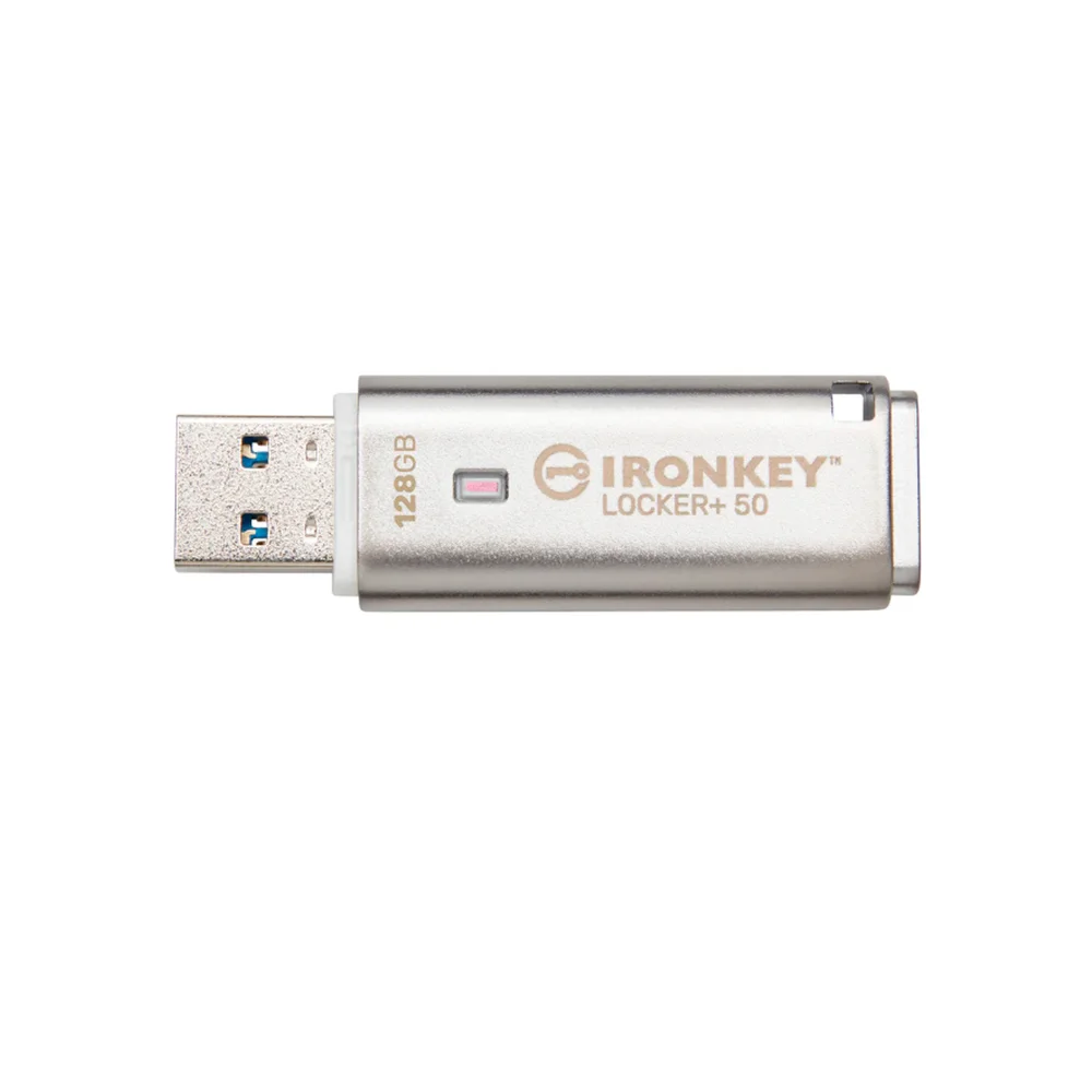 Imagem 2 de 5 do produto Pen Drive 128GB Usb 3.2  Crip Ironkey  Locker+ 50 145mbs Lei Iklp50/128GB Kingston