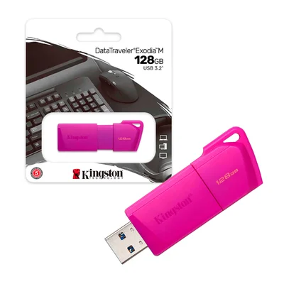 Pen Drive 128GB Usb 3.2 Datatraveler Exodia M 70mbs Leit Kc-u2l128-7lp Kingston