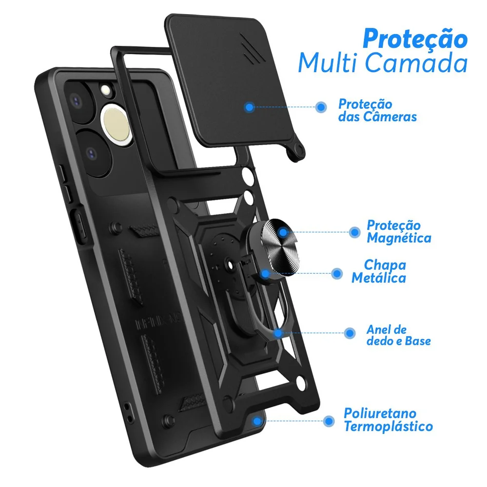 Imagem 4 de 5 do produto Capa Militar P/ Realme Note 80 - Capinha Case Protetora Anti Impacto Queda Armadura Resistente