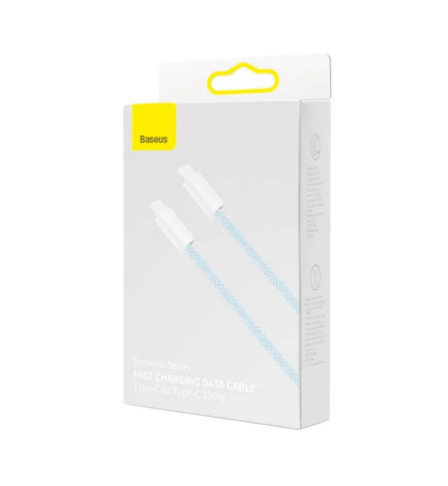Imagem 2 de 5 do produto Cabo Premium Baseus Chip E-marker Integrado Usb C Carregamento Rápido 100w 20v/5a, Power Delivery (pd) Transferência  Nylon Trançado - 2 Metros, Azul,