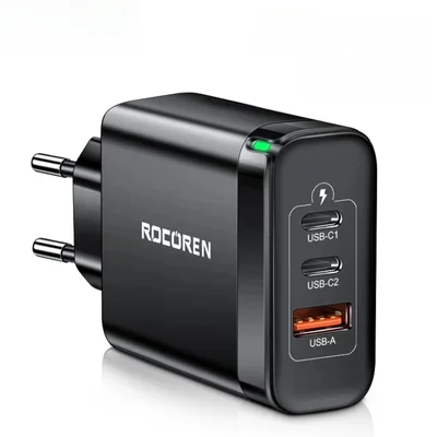 Carregador Rápido Rocoren Gan 65w  3 Portas - 127/220v (bivolt)