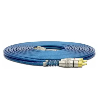 Cabo Rca 5m Dupla Blindagem 5mm Azul Transparente Plug Metal Prime Alta Fidelidade Áudio Estéreo Durável E Resistente