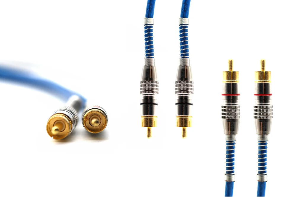 Imagem 3 de 3 do produto Cabo Rca 5m Dupla Blindagem 5mm Azul Transparente Plug Metal Prime Alta Fidelidade Áudio Estéreo Durável E Resistente