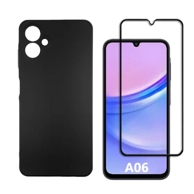 Capa Silicone Aveludada + Pelicula Cerâmica 9d Para Samsung Galaxy A06 5g