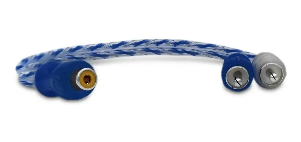 Imagem 3 de 5 do produto Cabo Y Rca 2 Machos 1 Fêmea 4mm Azul/prata Transparente Svart Injetado Blindado Som Automotivo Alta Qualidade