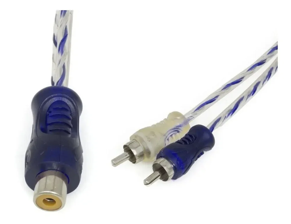 Imagem 4 de 5 do produto Cabo Y Rca 2 Machos 1 Fêmea 4mm Azul/prata Transparente Svart Injetado Blindado Som Automotivo Alta Qualidade
