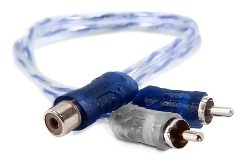 Imagem 5 de 5 do produto Cabo Y Rca 2 Machos 1 Fêmea 4mm Azul/prata Transparente Svart Injetado Blindado Som Automotivo Alta Qualidade