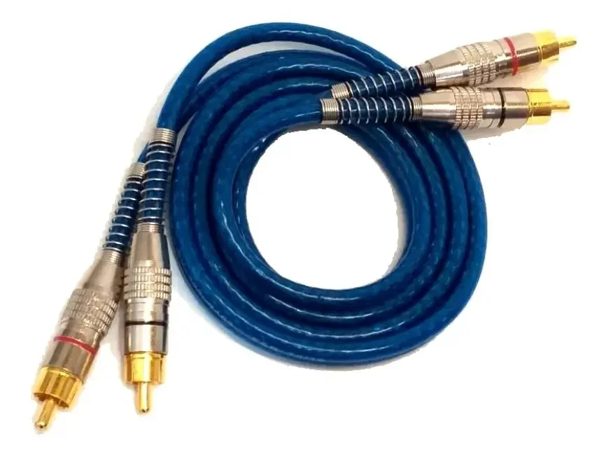 Imagem 4 de 4 do produto Cabo Rca 1m Azul Transparente Svart 5mm Plug Metal Dupla Blindagem Cobre Som Automotivo Alta Fidelidade Durável