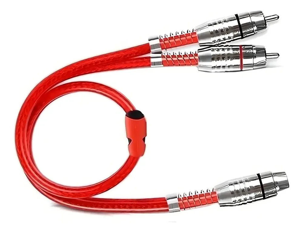 Imagem 2 de 3 do produto Cabo Y Rca 2 Machos 1 Fêmea 40cm Prata Stetsom Blindado Banhado A Níquel Som Automotivo Alta Qualidade Durável