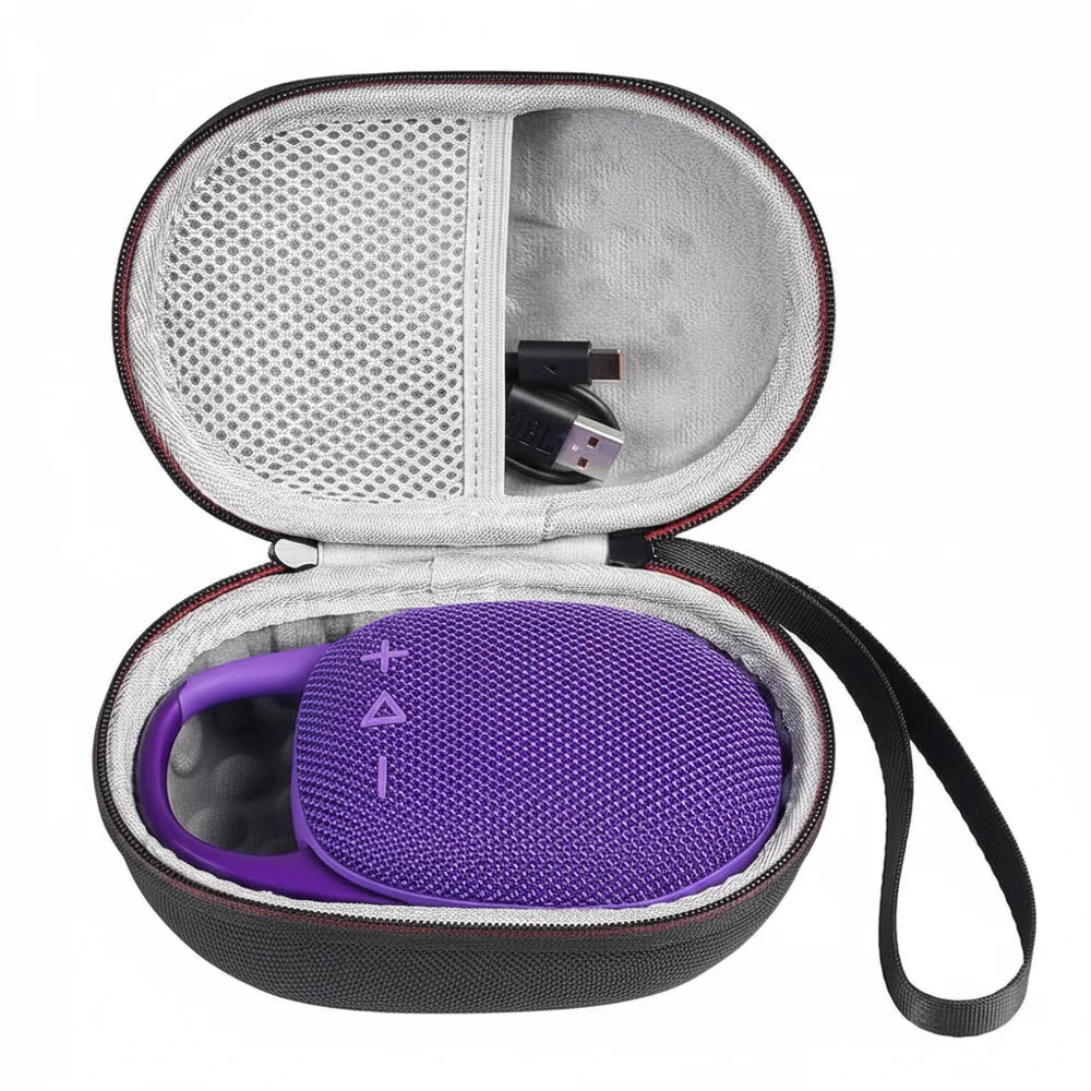 Bolsa capa estojo case protetora rígida compatível com JBL Clip 5 com compartimento Interno para carregador e cabo