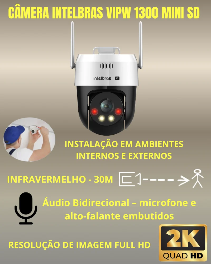 Imagem 2 de 5 do produto Kit 4 Câmeras Ip Wi-fi Intelbras Vipw 1300 Mini Sd Speed Dome