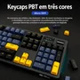 Teclado Mecânico Gamer Sem Fio Tri Mode Bluetooth RGB Fire Phoenix Bk-f104 Pro Black Switch Pink Gold