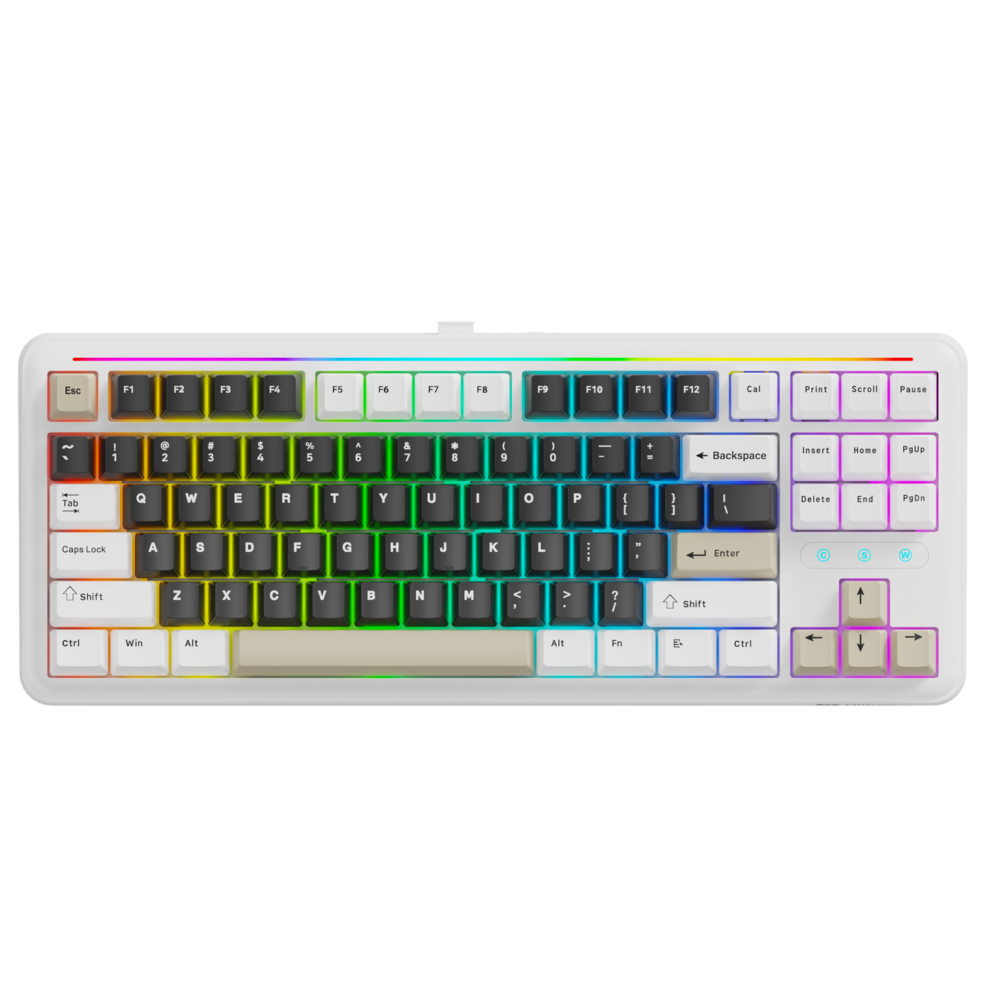 Teclado Sem Fio Gamer Mecanico Bluetooth Tri Mode Fire Phoenix Bk-f87 Pro Cream Switch Purple