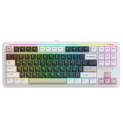 Teclado Sem Fio Gamer Mecanico Bluetooth Tri Mode Fire Phoenix Bk-f87 Pro Cream Switch Purple